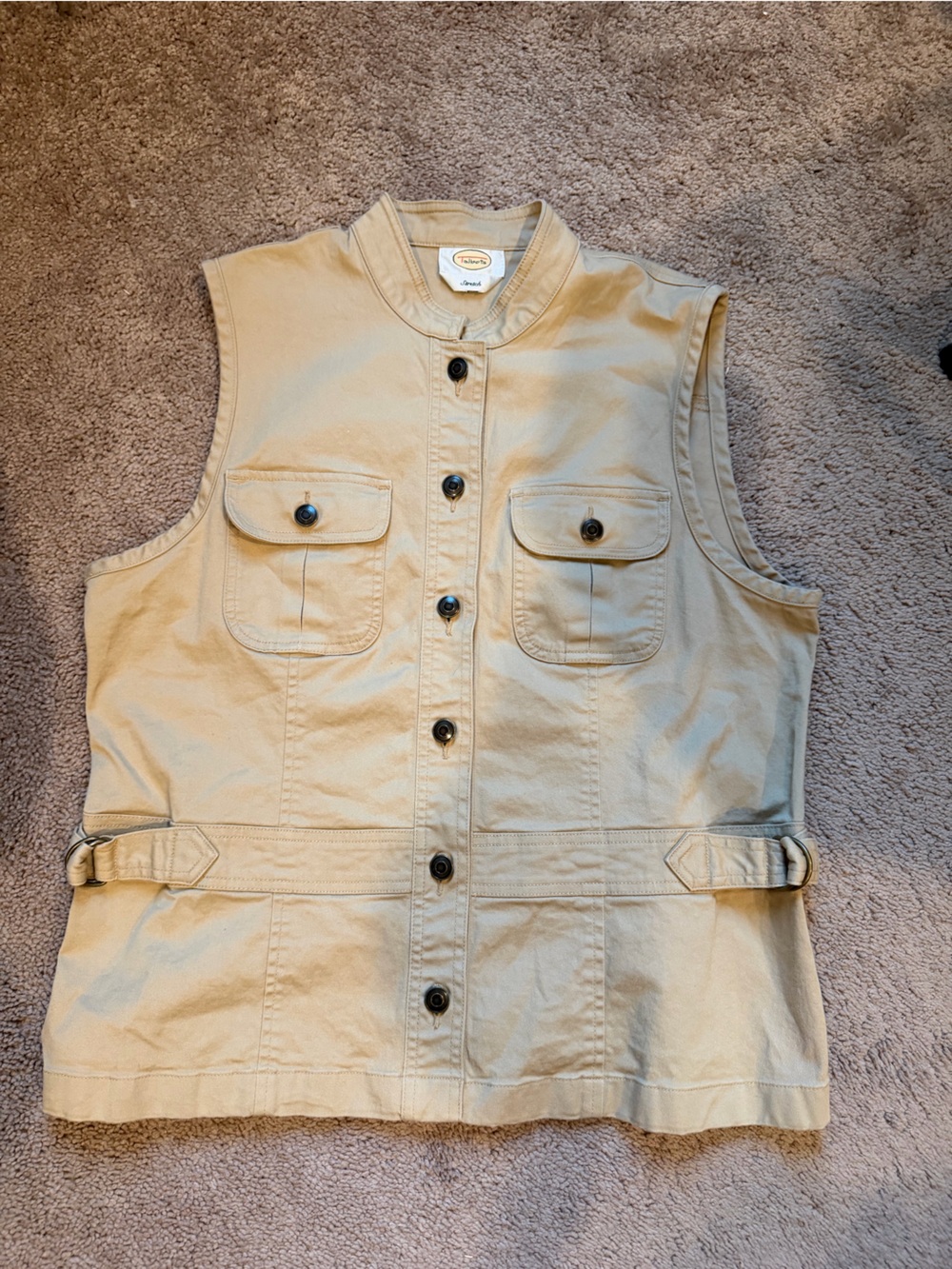 Talbots Beige Button-Front Utility Vest - Picture 3 of 8